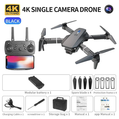 Professional Mini Remote Control Drone E88 4K HD Aerial Camera Wifi FPV Foldable Quadcopter RC Helicopter Children'S Toy Gift