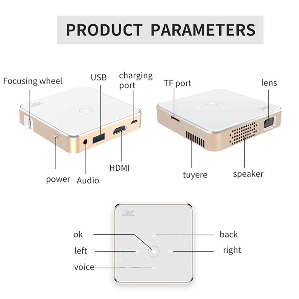 P30 Mini Projector DLP Portable Home Theater 1080P 4K Supported Wifi Screenless TV for Mobile Phone Smartphone