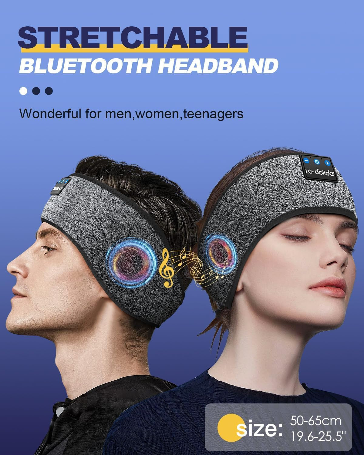 Sleep Headphones Bluetooth 5.4, Headband Headphones Earphones Wireless, Sleep Mask for Gifts,Workout,Jogging,Yoga(Ash)