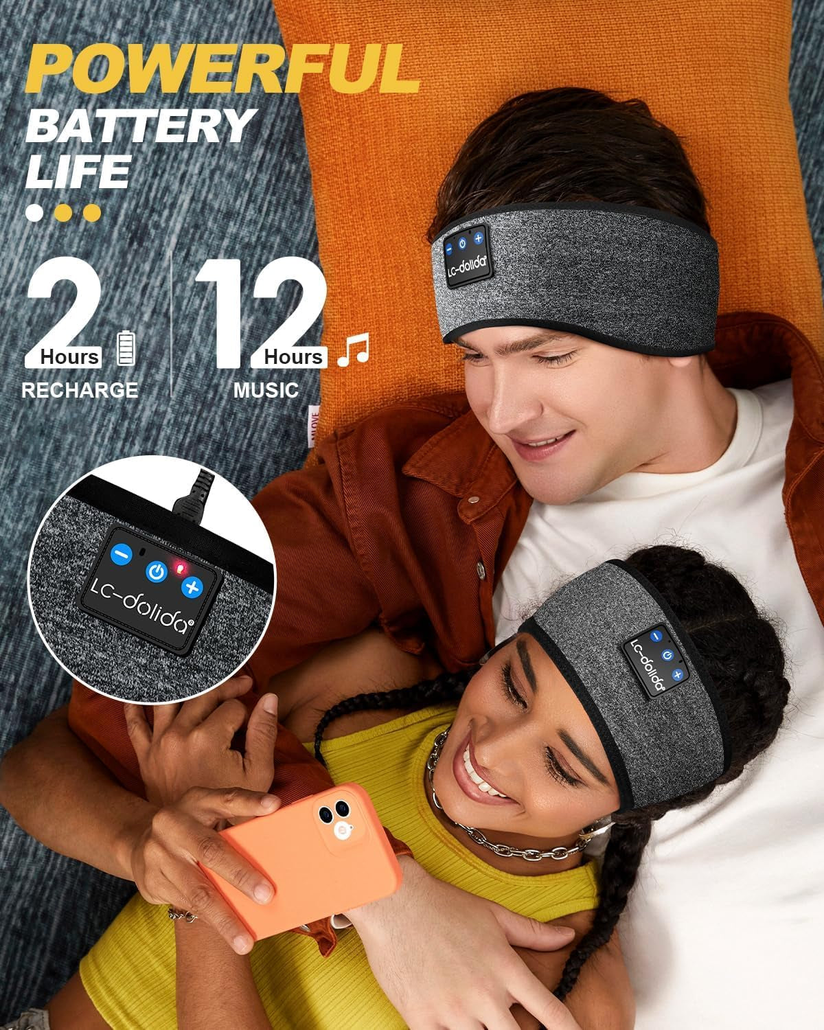 Sleep Headphones Bluetooth 5.4, Headband Headphones Earphones Wireless, Sleep Mask for Gifts,Workout,Jogging,Yoga(Ash)