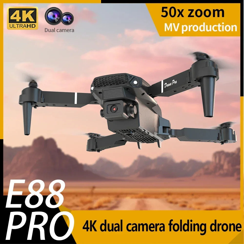 Professional Mini Remote Control Drone E88 4K HD Aerial Camera Wifi FPV Foldable Quadcopter RC Helicopter Children'S Toy Gift