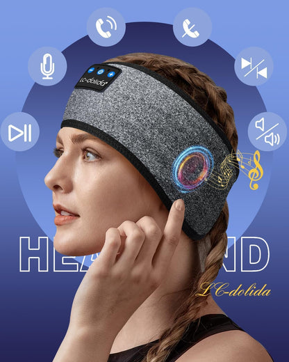 Sleep Headphones Bluetooth 5.4, Headband Headphones Earphones Wireless, Sleep Mask for Gifts,Workout,Jogging,Yoga(Ash)